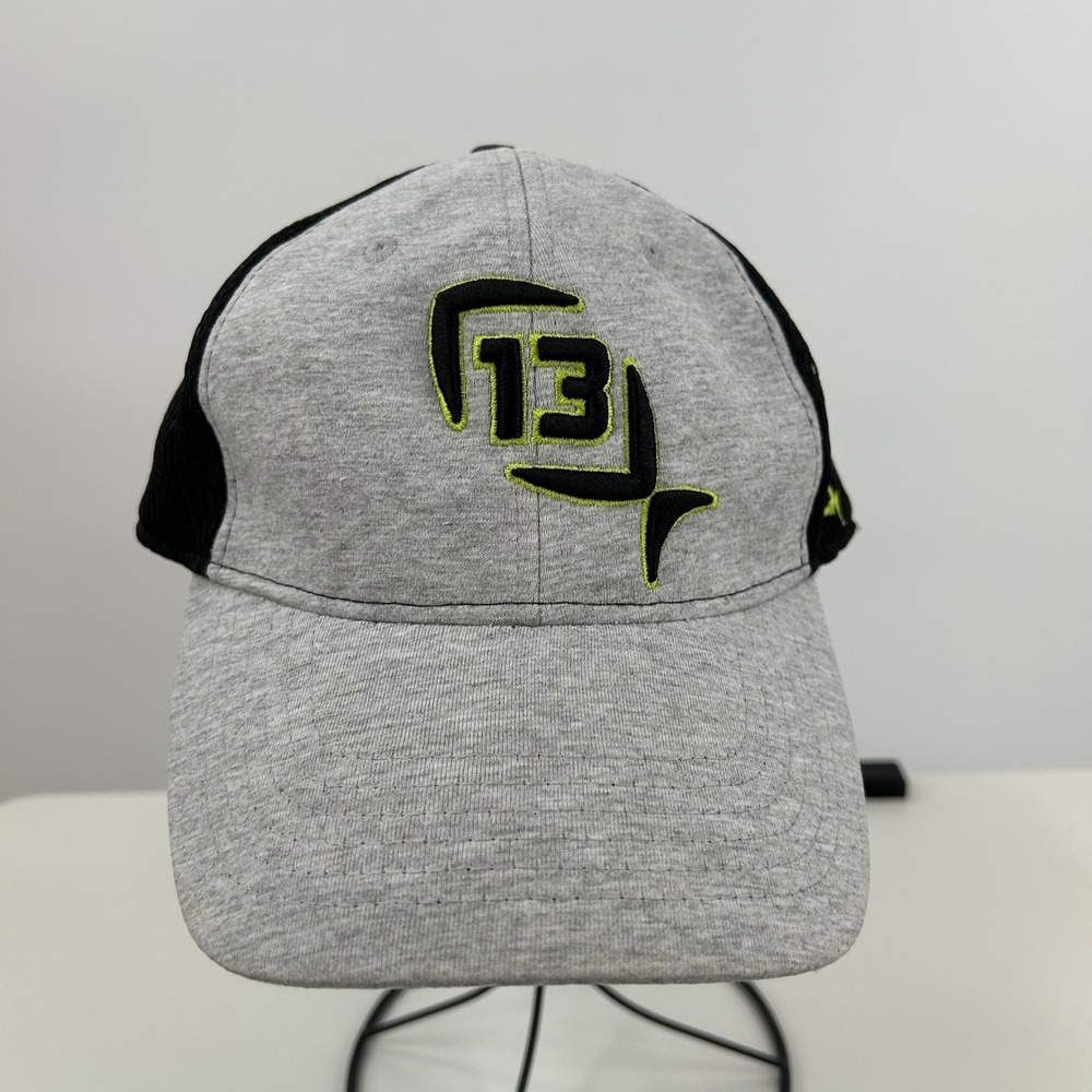 13 Fishing Mens Trucker Hat Gray Black Mesh Snapback Cap Wilson LG-FFM Size M
